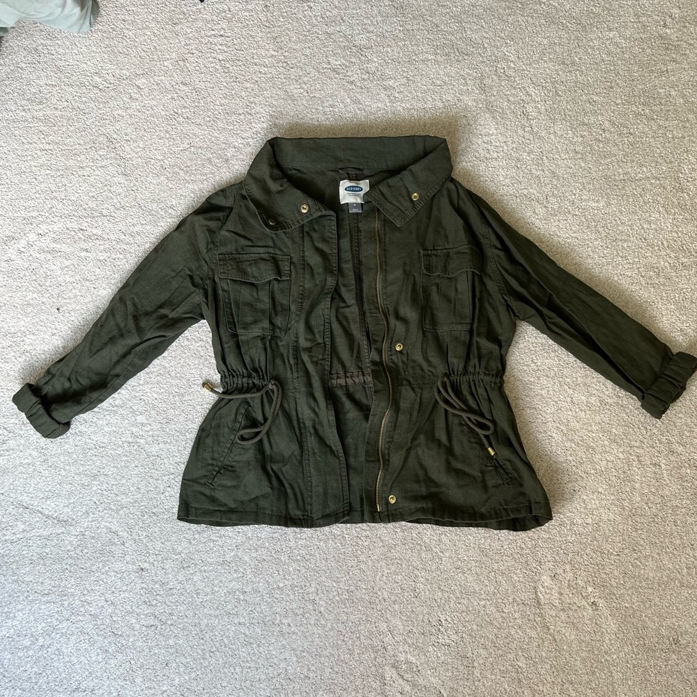 Old Navy Cinch Tie Linen Blend Utility Jacket